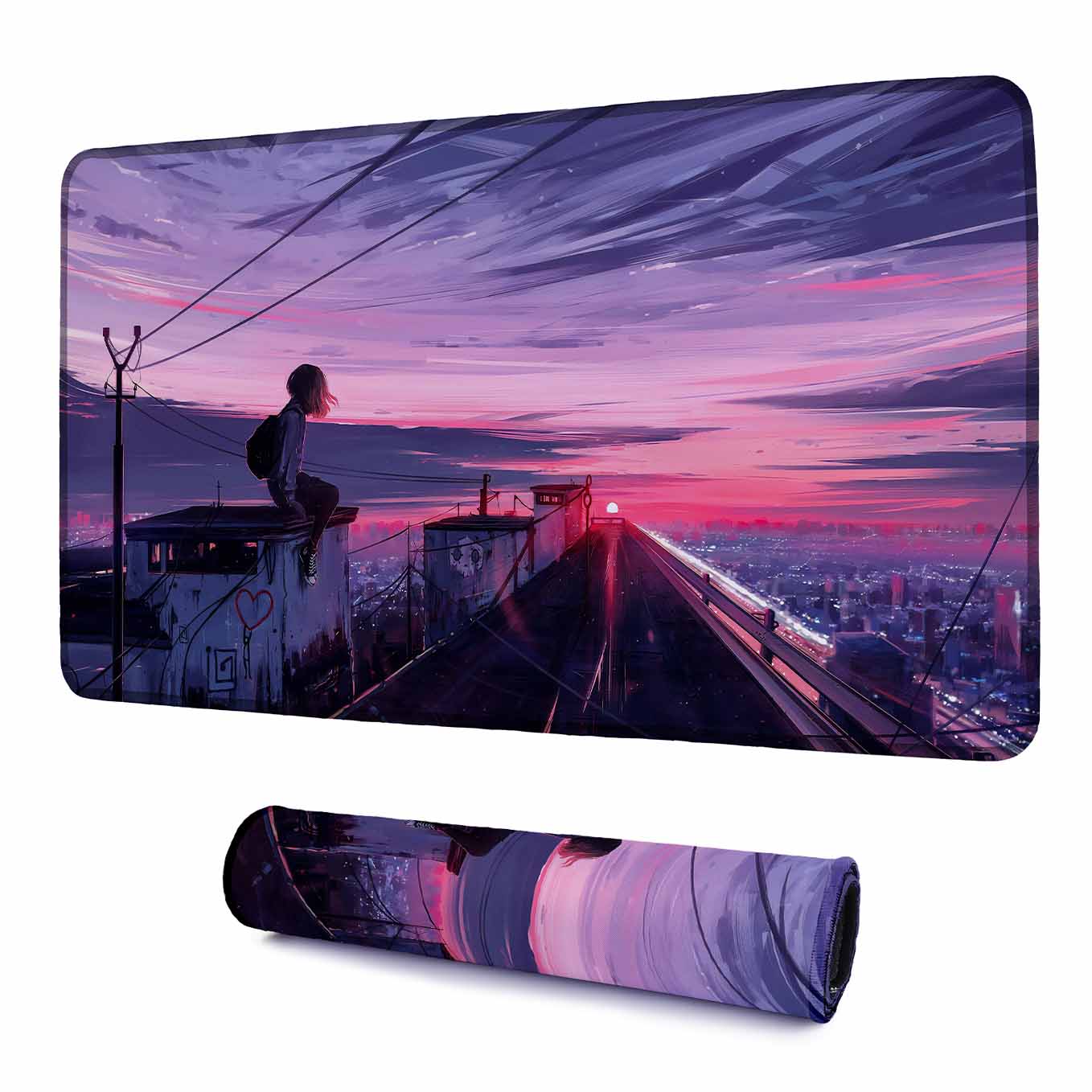 Anime Style Beautiful Landscape Art Mouse Pad - 23.6 x 11 Inches Desk Pad - Gaming and Workstation Mat for Beautiful Scenery - Non-Slip Rubber Base - Smooth Surface for Precise Control