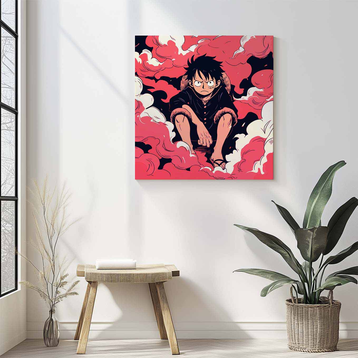 One Piece Monkey D. Luffy Painting Wall Art - 24x24 inches Stretched Canvas print for Home Office