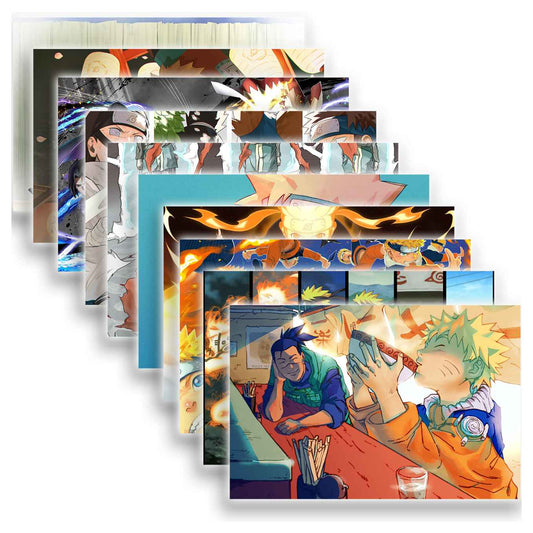 Naruto Uzumaki life in leaf village set of 10 Landscape posters (12x18-Inch, 350 GSM) Comes with double sided tape