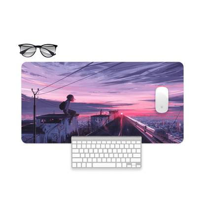 Anime Style Beautiful Landscape Art Mouse Pad - 23.6 x 11 Inches Desk Pad - Gaming and Workstation Mat for Beautiful Scenery - Non-Slip Rubber Base - Smooth Surface for Precise Control