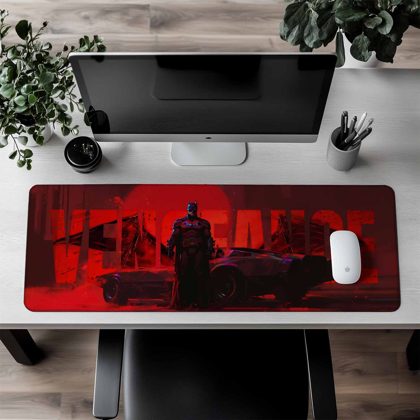 Batman Vengeance XXXL Deskpad – 36x14 Inches Extra Large Mouse Pad with Non-Slip Rubber base, Stitched Edges, Waterproof Surface – Ideal for Gaming and Office Desk