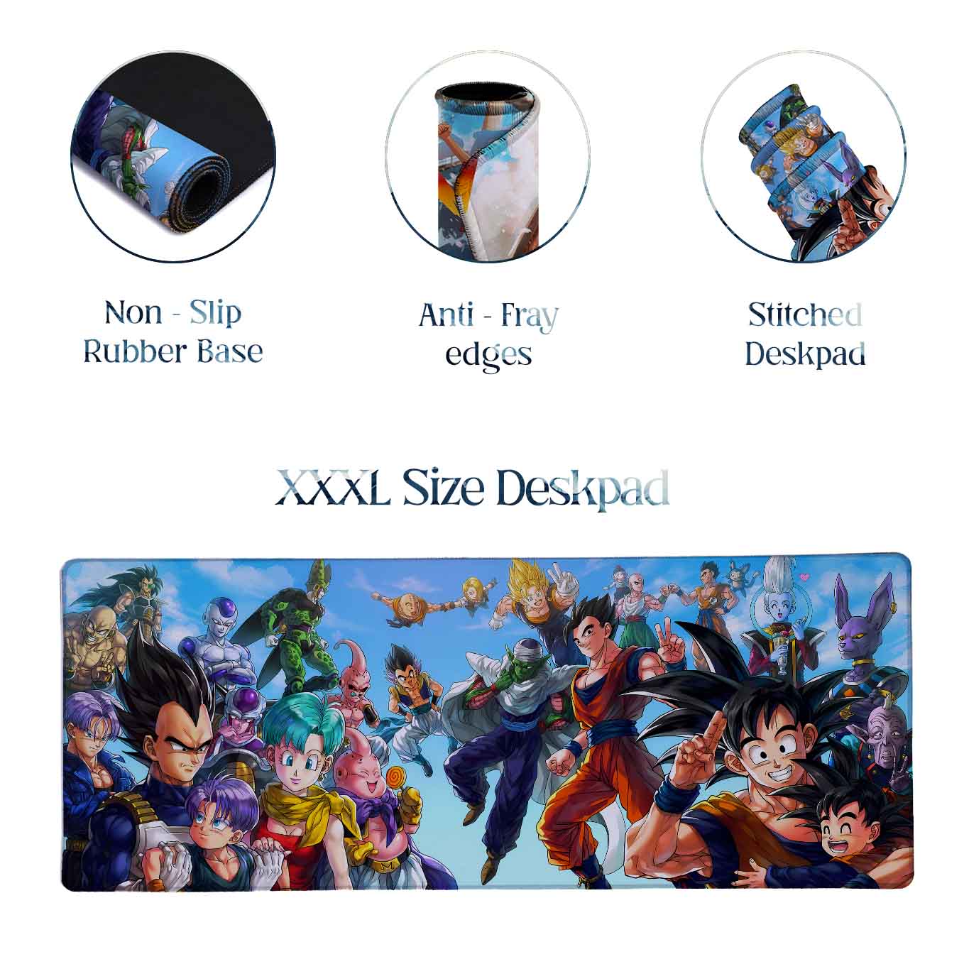 Dragon Ball Z Anime XXXL Deskpad – 36x14 Inches Extra Large Mouse Pad with Non-Slip Rubber base, Stitched Edges, Waterproof Surface – Ideal for Gaming and Office Desk