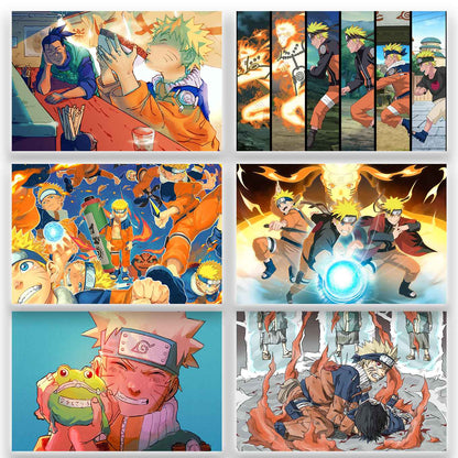 Naruto Uzumaki life in leaf village set of 10 Landscape posters (12x18-Inch, 350 GSM) Comes with double sided tape