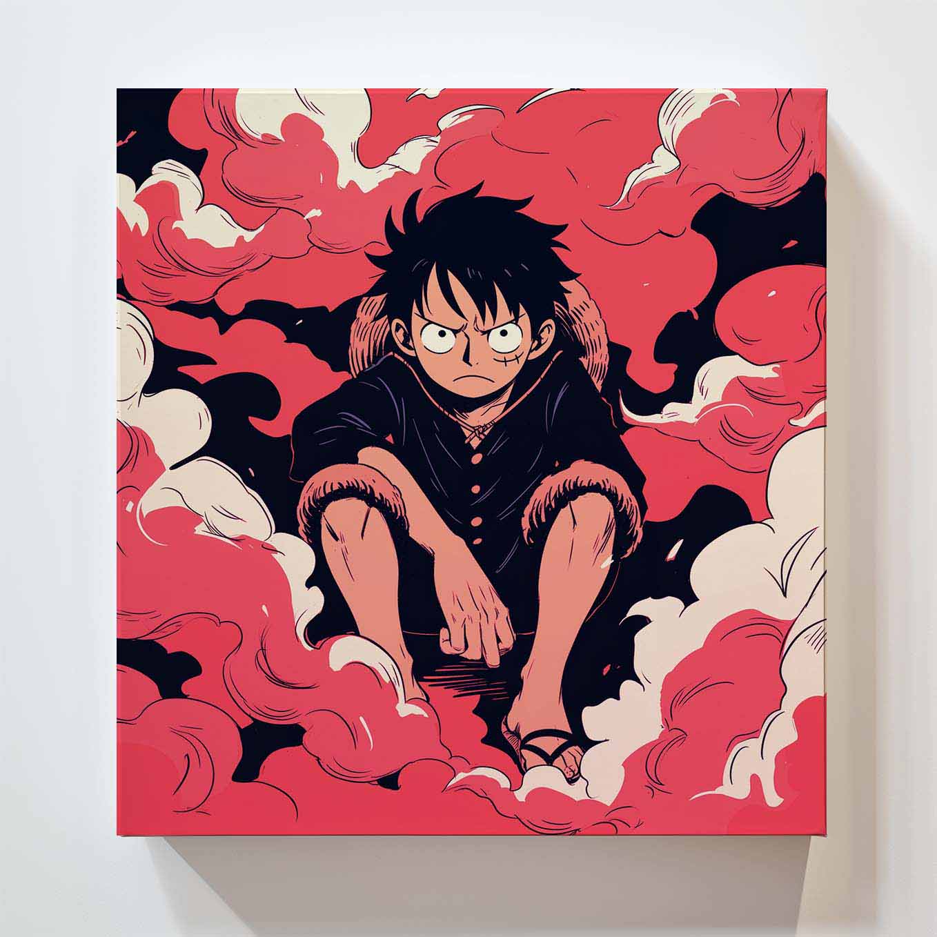 One Piece Monkey D. Luffy Painting Wall Art - 24x24 inches Stretched Canvas print for Home Office