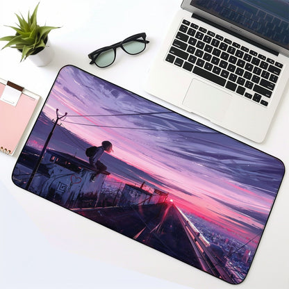 Anime Style Beautiful Landscape Art Mouse Pad - 23.6 x 11 Inches Desk Pad - Gaming and Workstation Mat for Beautiful Scenery - Non-Slip Rubber Base - Smooth Surface for Precise Control