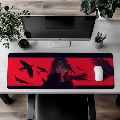 Itachi Uchiha Crow Genjutsu XXXL Deskpad – 36x14 Inches Extra Large Mouse Pad with Non-Slip Rubber base, Stitched Edges, Waterproof Surface – Ideal for Gaming and Office Desk