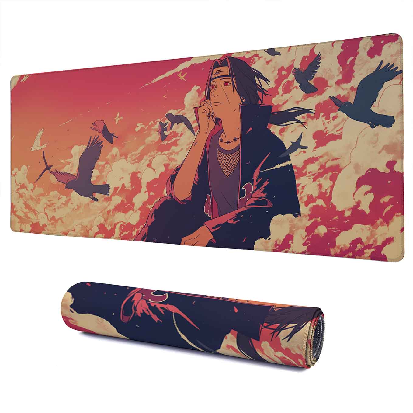 Itachi Uchiha Genjutsu XXXL Deskpad – 36x14 Inches Extra Large Mouse Pad with Non-Slip Rubber base, Stitched Edges, Waterproof Surface – Ideal for Gaming and Office Desk