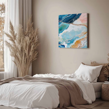 Blue Salt Fields Abstract Painting Wall Art - 24x24 inches Stretched Canvas print for Home Office