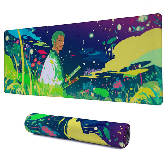 Roronoa Zoro mystical XXXL Deskpad – 36x14 Inches Extra Large Mouse Pad with Non-Slip Rubber base, Stitched Edges, Waterproof Surface – Ideal for Gaming and Office Desk