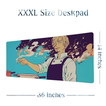 Vinsmoke Sanji Chef XXXL Deskpad – 36x14 Inches Extra Large Mouse Pad with Non-Slip Rubber base, Stitched Edges, Waterproof Surface – Ideal for Gaming and Office Desk