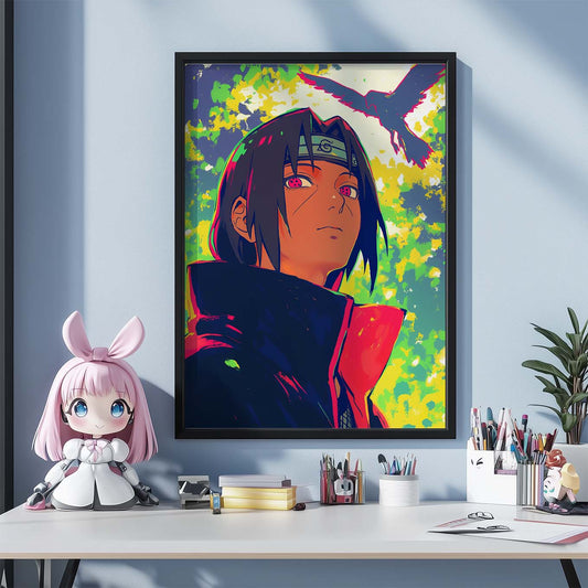 Itachi Uchiha Sharingan Ninja Poster art framed 12x18-Inch, Plexi-Glass