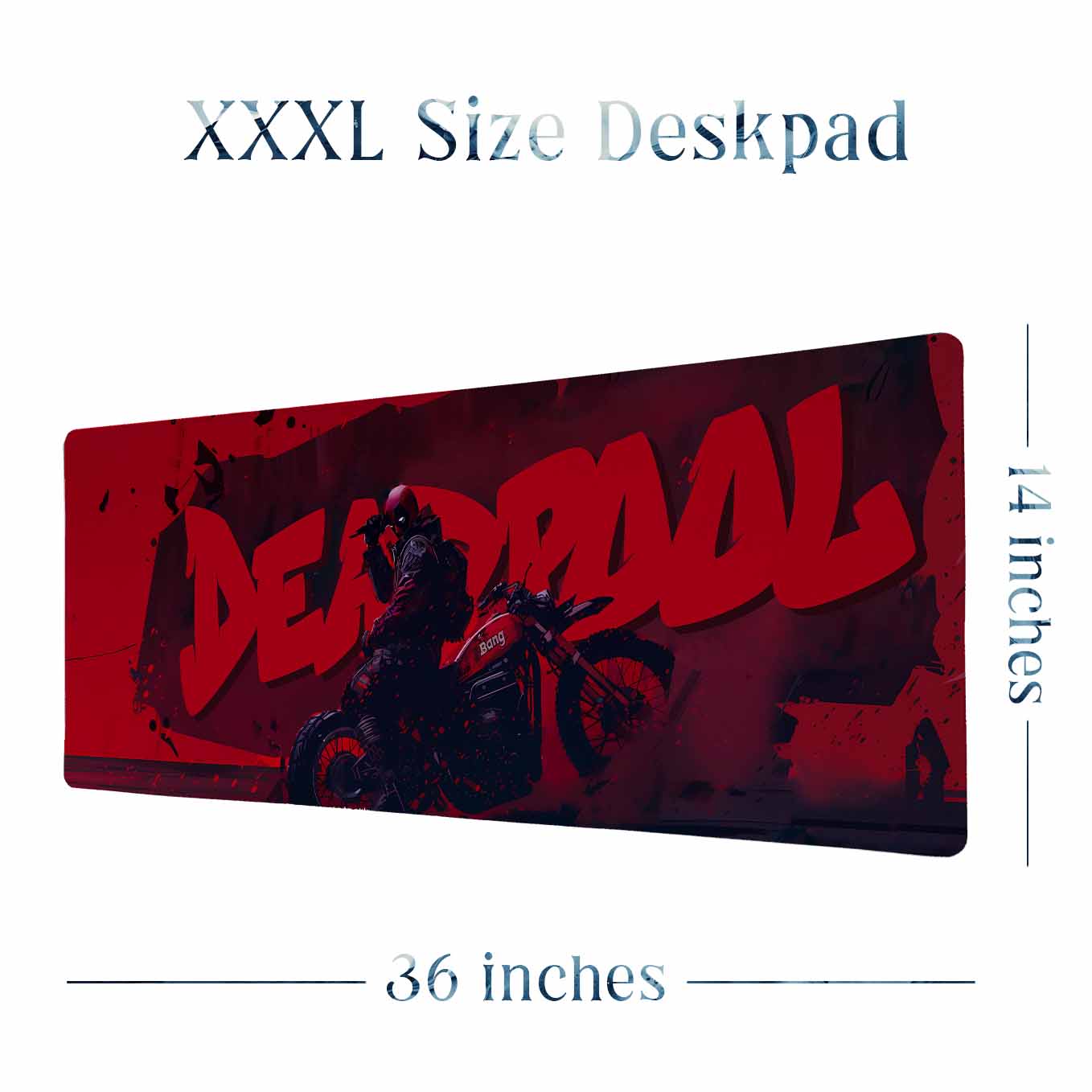 Deadpool XXXL Deskpad – 36x14 Inches Extra Large Mouse Pad with Non-Slip Rubber base, Stitched Edges, Waterproof Surface – Ideal for Gaming and Office Desk