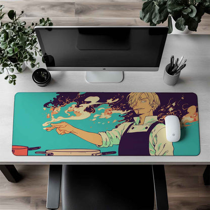 Vinsmoke Sanji Chef XXXL Deskpad – 36x14 Inches Extra Large Mouse Pad with Non-Slip Rubber base, Stitched Edges, Waterproof Surface – Ideal for Gaming and Office Desk