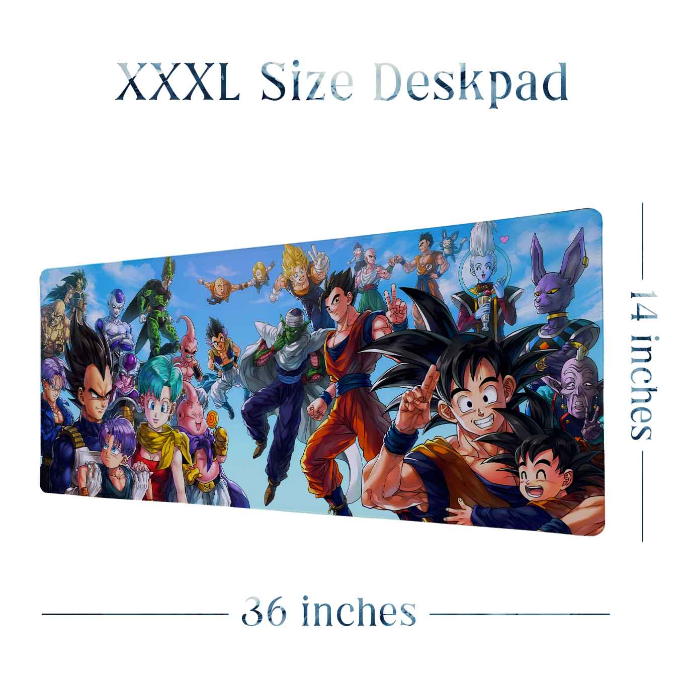 Dragon Ball Z Anime XXXL Deskpad – 36x14 Inches Extra Large Mouse Pad with Non-Slip Rubber base, Stitched Edges, Waterproof Surface – Ideal for Gaming and Office Desk