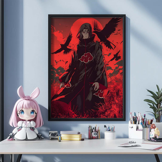 Itachi Uchiha Akatsuki Poster art framed 12x18-Inch, Plexi-Glass