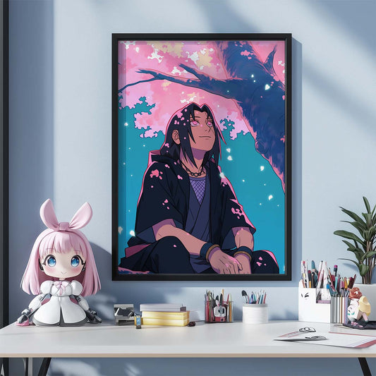 Itachi Uchiha Cherry Blossom Poster art framed 12x18-Inch, Plexi-Glass