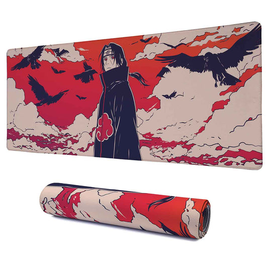 Naruto Itachi Uchiha Crow Genjutsu Anime XXXL Deskpad – 36x14 Inches Extra Large Mouse Pad with Non-Slip Rubber base, Stitched Edges, Waterproof Surface – Ideal for Gaming and Office Desk