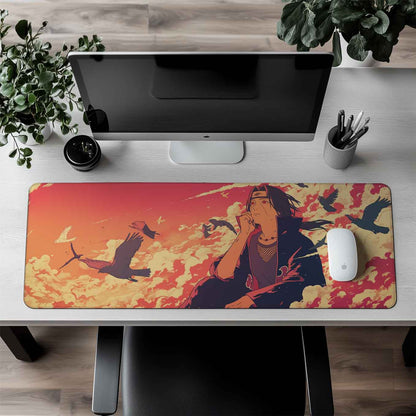 Itachi Uchiha Genjutsu XXXL Deskpad – 36x14 Inches Extra Large Mouse Pad with Non-Slip Rubber base, Stitched Edges, Waterproof Surface – Ideal for Gaming and Office Desk