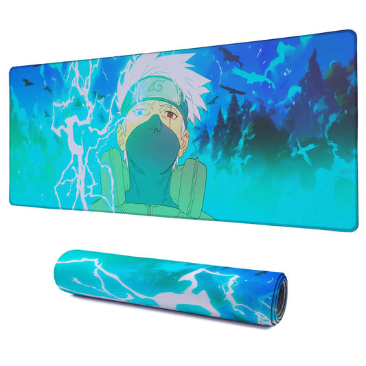 Kakashi lightning cutter Anime XXXL Deskpad – 36x14 Inches Extra Large Mouse Pad with Non-Slip Rubber base, Stitched Edges, Waterproof Surface – Ideal for Gaming and Office Desk