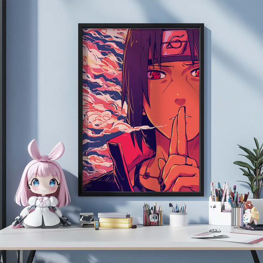 Itachi Uchiha Ninja Poster art framed 12x18-Inch, Plexi-Glass