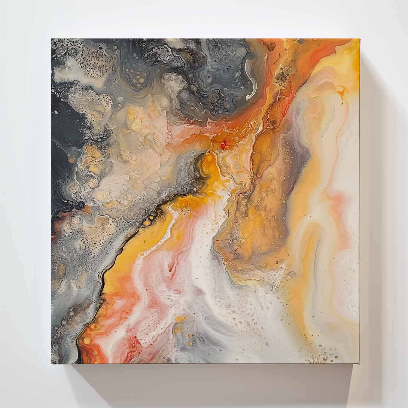 Lava Marbling Pattern Painting Wall Art - 24x24 inches Stretched Canvas print for Home Office