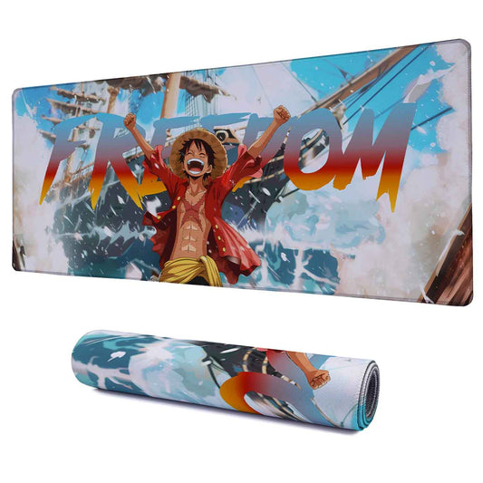 Luffy Freedom Anime XXXL Deskpad – 36x14 Inches Extra Large Mouse Pad with Non-Slip Rubber base, Stitched Edges, Waterproof Surface – Ideal for Gaming and Office Desk