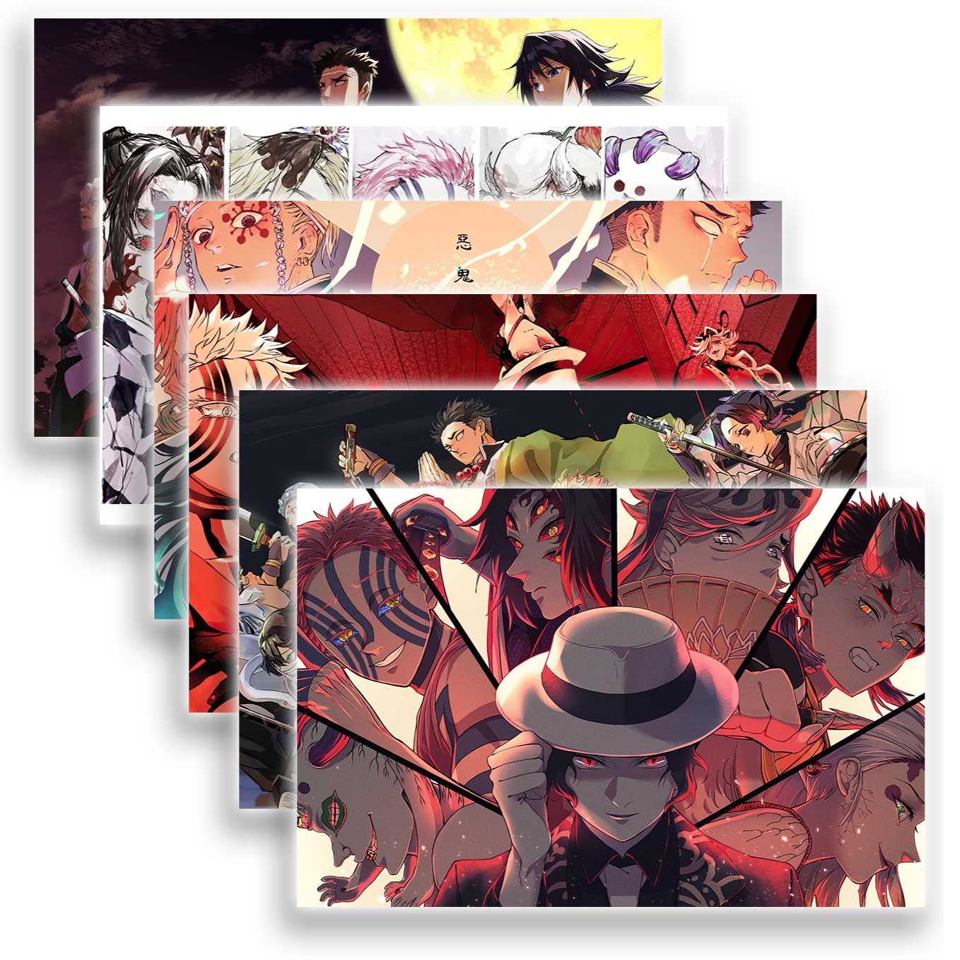 Demon Slayer Demon and Hashira Set of 6 Anime posters 12x18 inch - SoulAbiti