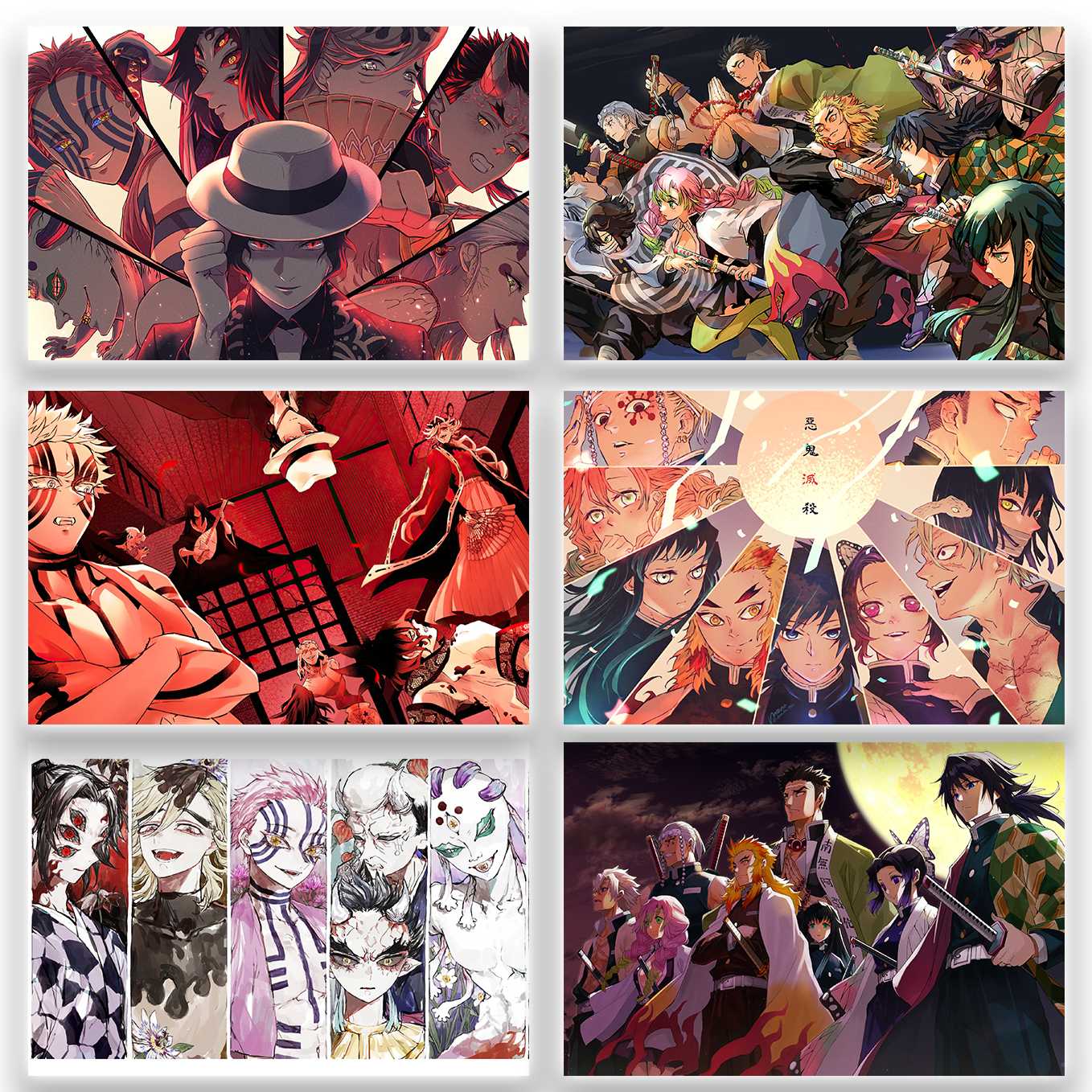 Demon Slayer Demon and Hashira Set of 6 Anime posters 12x18 inch - SoulAbiti