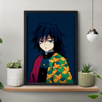 Demon Slayer Giyu Tomioka Poster art framed 13x19-Inch - SoulAbiti