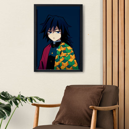 Demon Slayer Giyu Tomioka Poster art framed 13x19-Inch - SoulAbiti