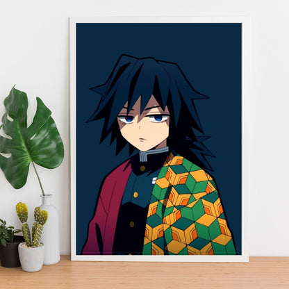 Demon Slayer Giyu Tomioka Poster art framed 13x19-Inch - SoulAbiti