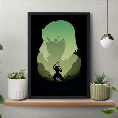 Demon Slayer Inosuke Illustrations Poster art framed 13x19-Inch - SoulAbiti