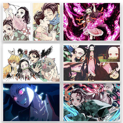 Demon Slayer Nezuko Kamado Set of 6 Anime posters Landscape 12x18 inches - SoulAbiti