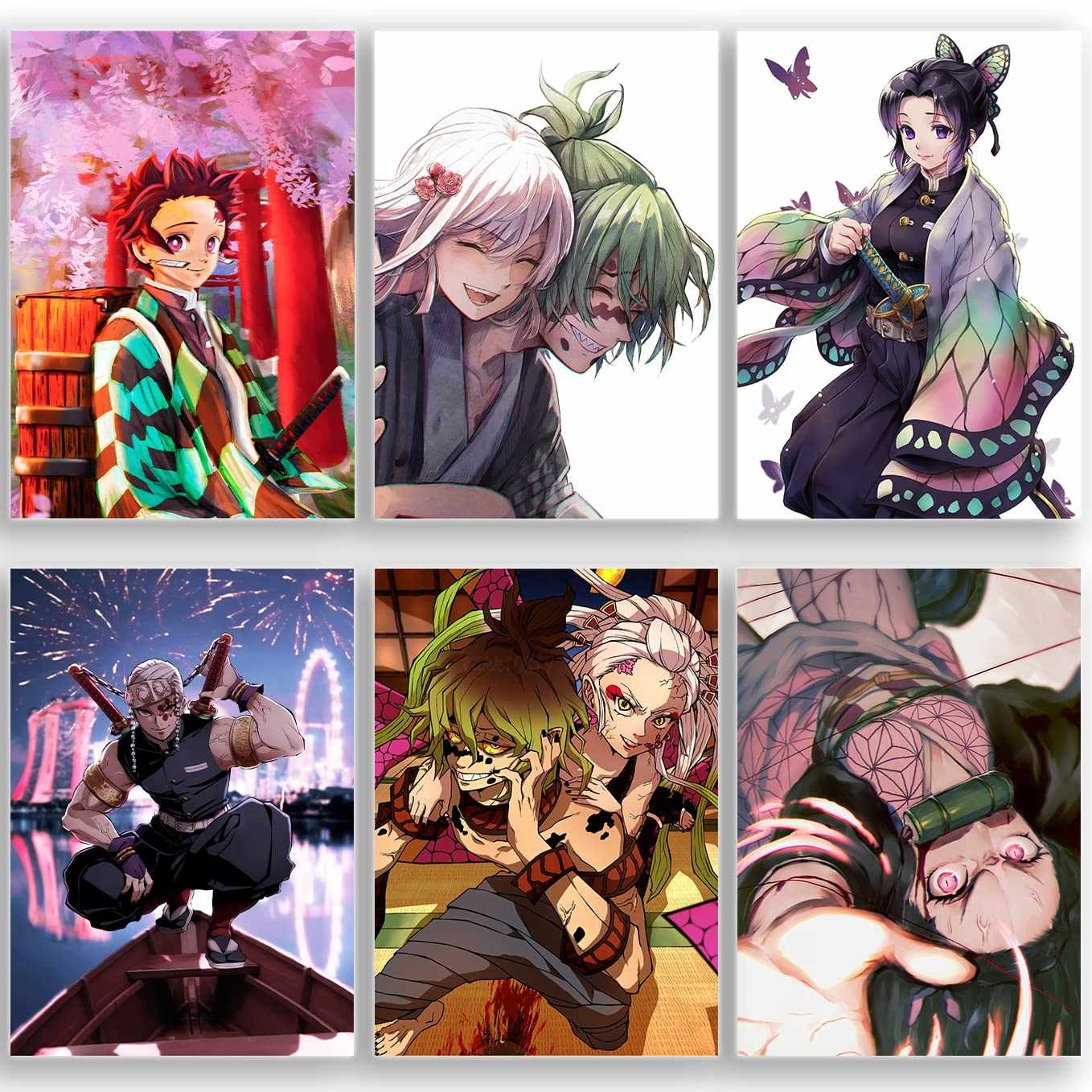 Demon slayer Set of 20 posters Tanjiro, Giyu, Nezuko, Zenitsu, Inosuke, Shinobu, Rengoku, Daki, Akaza, and more) 9x12-Inch - SoulAbiti