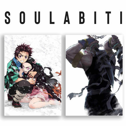 Demon slayer Set of 20 posters Tanjiro, Giyu, Nezuko, Zenitsu, Inosuke, Shinobu, Rengoku, Daki, Akaza, and more) 9x12-Inch - SoulAbiti