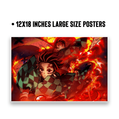 Demon Slayer Tanjiro Kamado 6 set Anime posters Landscape 12x18 inch - SoulAbiti