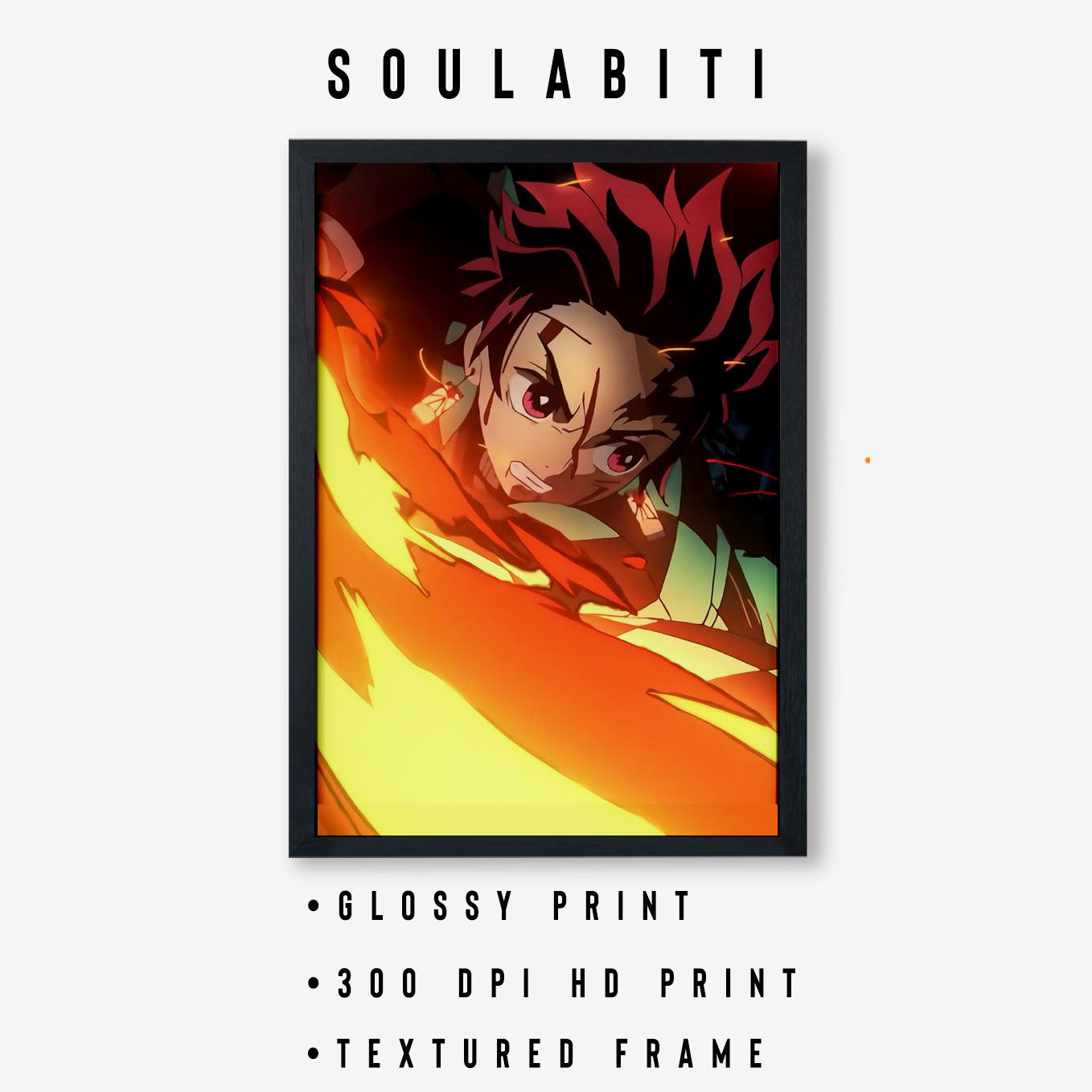 Demon Slayer Tanjiro Sword Swing Poster art framed 13x19-Inch - SoulAbiti