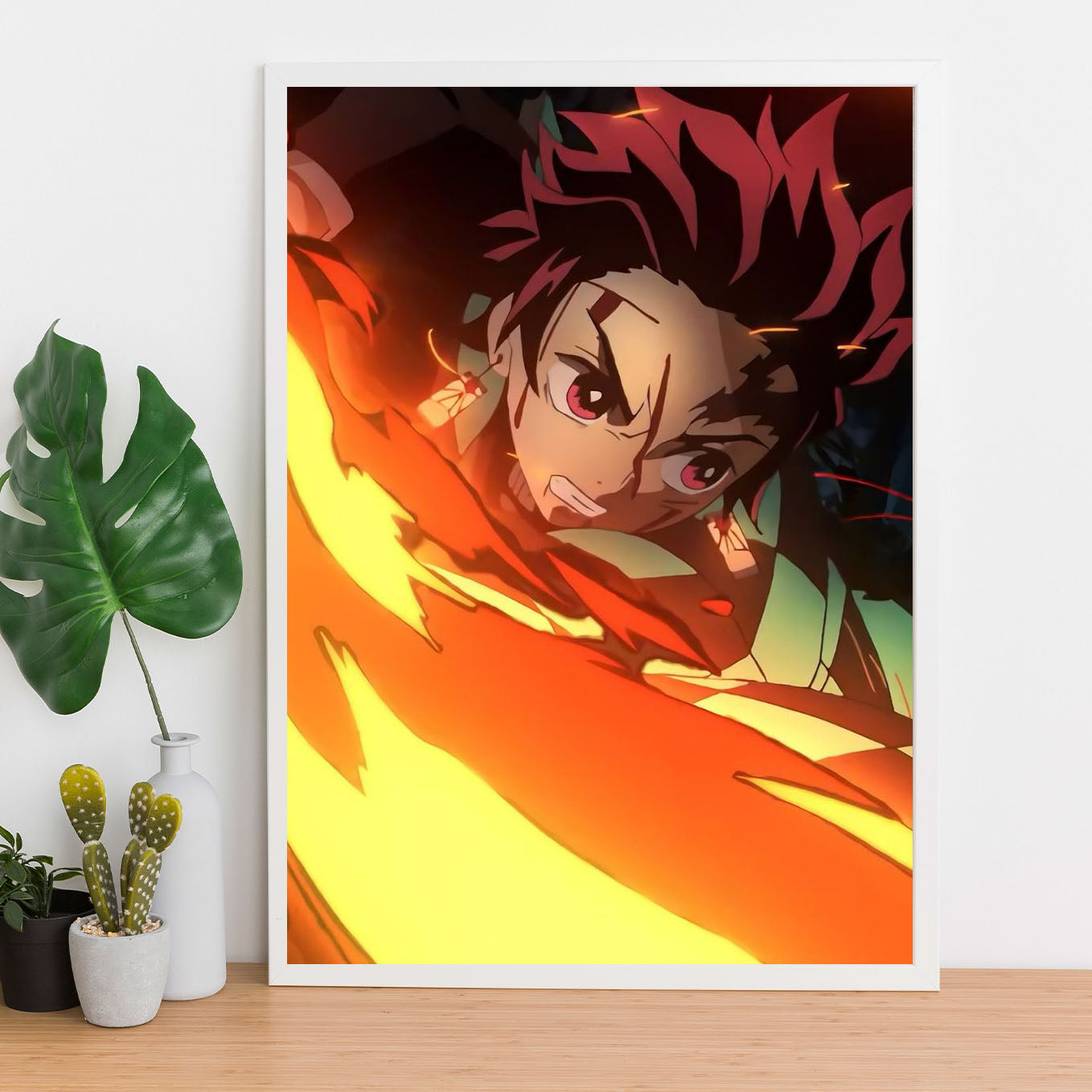 Demon Slayer Tanjiro Sword Swing Poster art framed 13x19-Inch - SoulAbiti