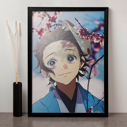 Demon Slayer Tanjiro Wisteria Poster framed 13x19-Inch with Plexi-Glass - SoulAbiti