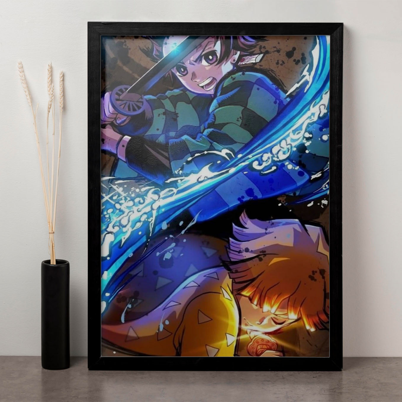 Demon Slayer Tanjiro Zenitsu Breathing Poster framed 13x19-Inch - SoulAbiti