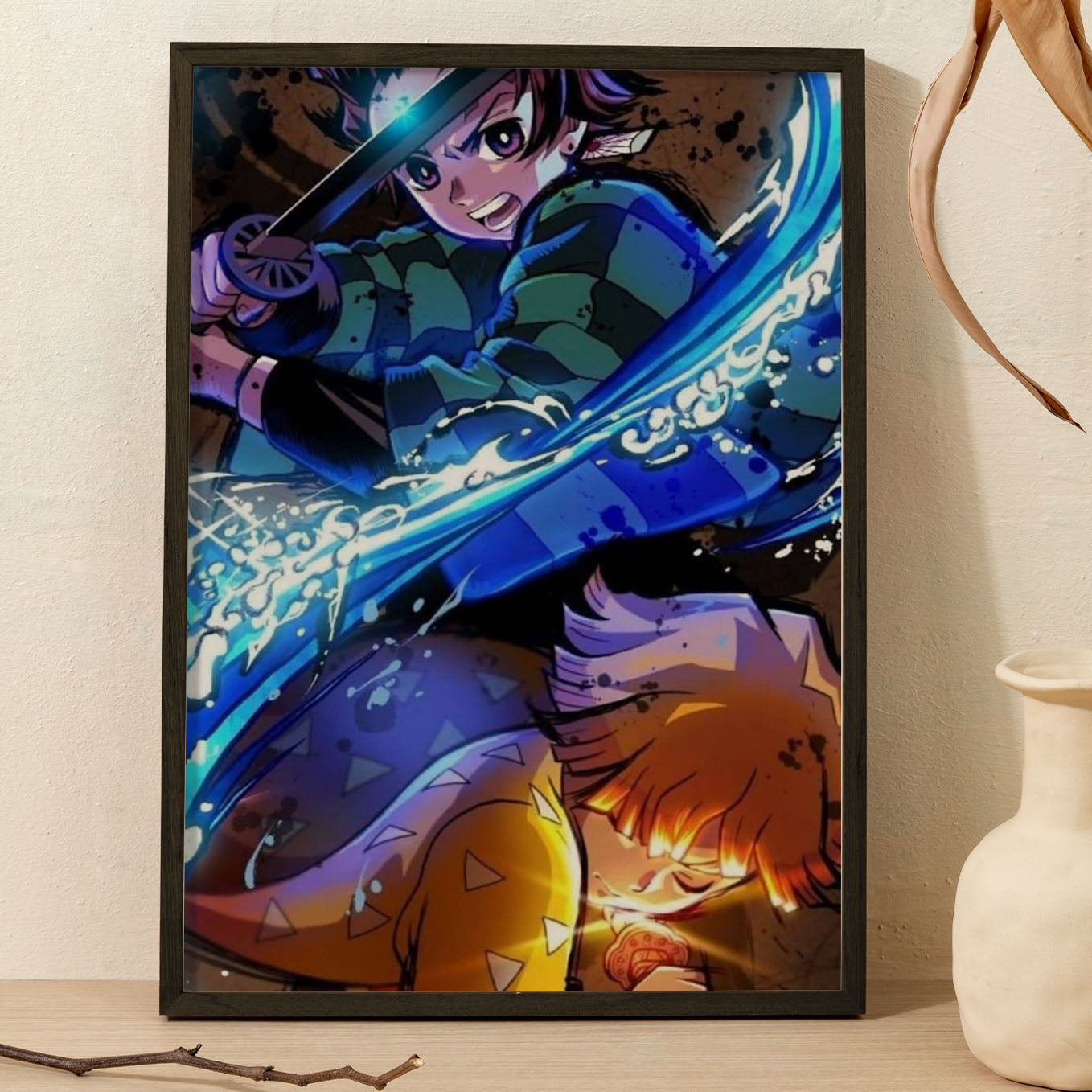 Demon Slayer Tanjiro Zenitsu Breathing Poster framed 13x19-Inch - SoulAbiti