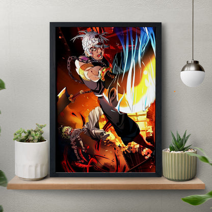 Demon Slayer Tengen Uzui vs Gyutaro Poster art framed 13x19-Inch - SoulAbiti