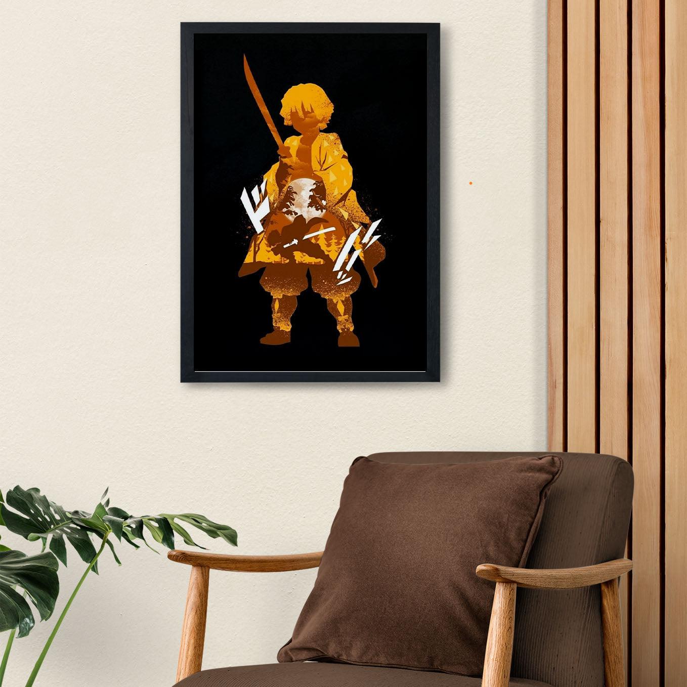 Demon Slayer Zenitsu illustration Poster art framed 13x19-Inch - SoulAbiti