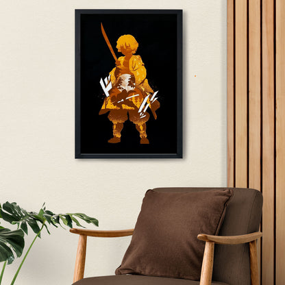 Demon Slayer Zenitsu illustration Poster art framed 13x19-Inch - SoulAbiti