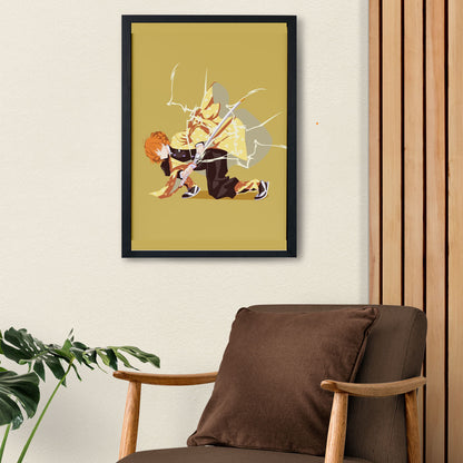 Demon Slayer Zenitsu Stance Poster art framed 13x19-Inch - SoulAbiti