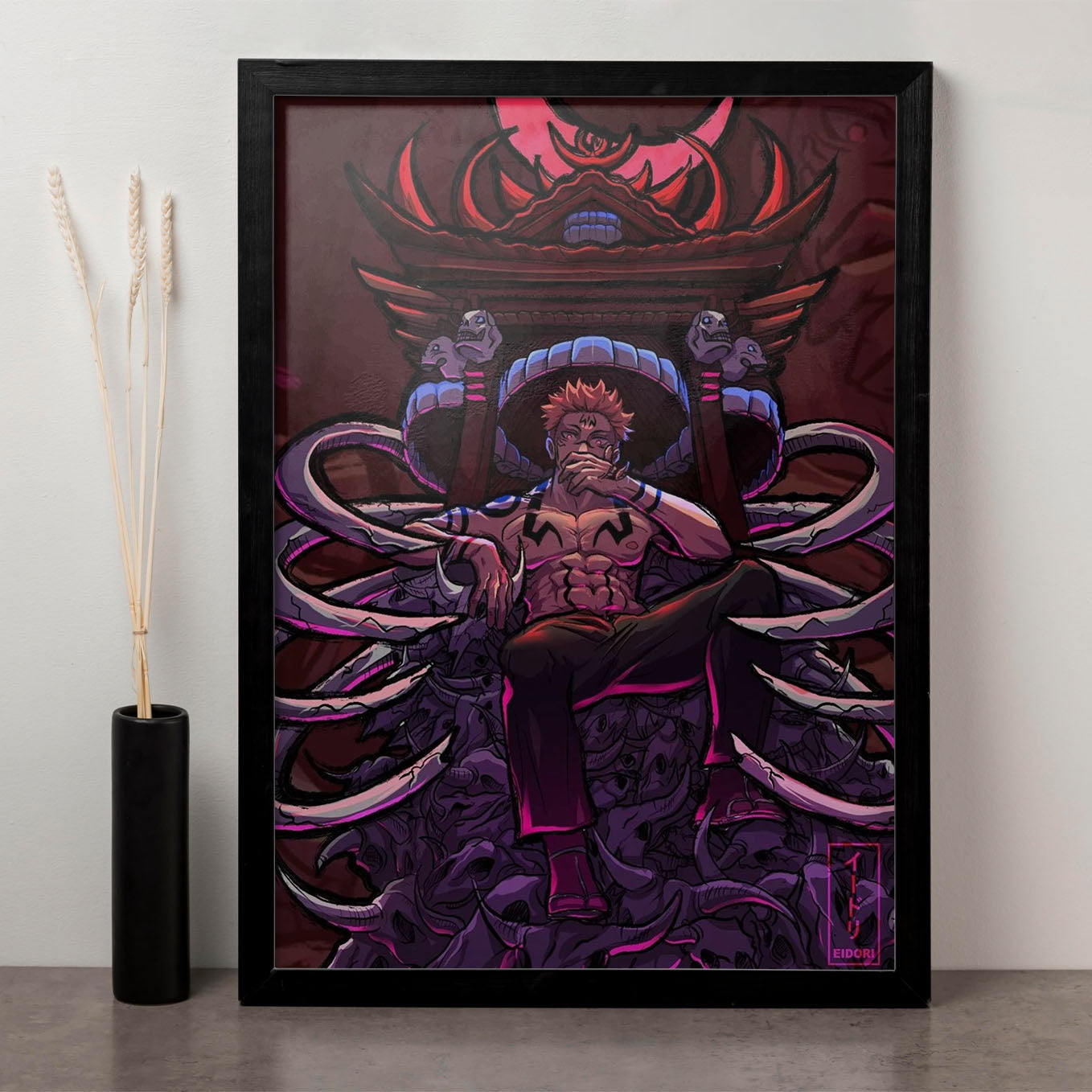 Jujutsu Kaisen Ryomen Sukuna Brook Poster Art Framed 13x19-Inch - SoulAbiti