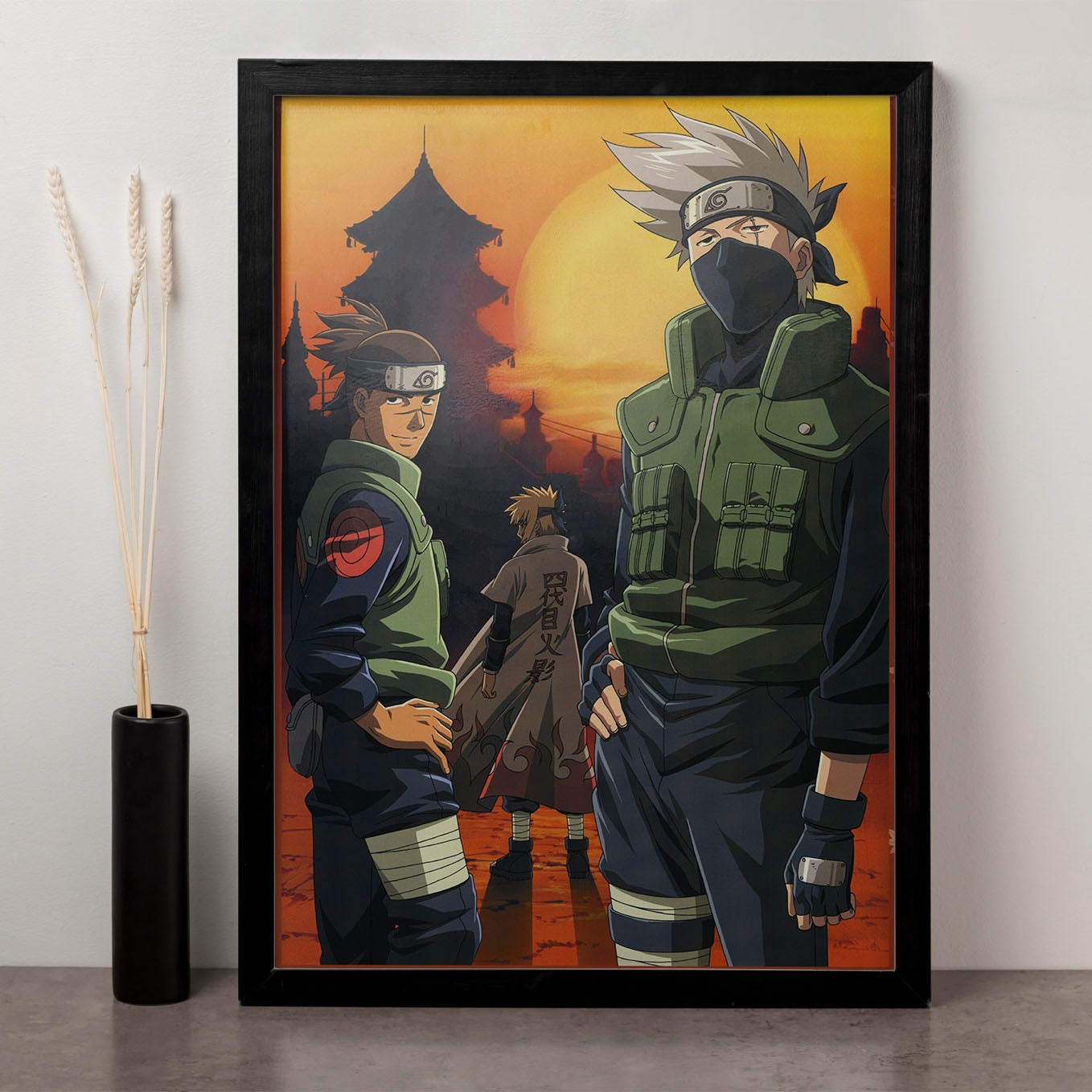 Naruto 4 Hokage, Kakashi, Iruka Poster framed 13x19-Inch - SoulAbiti