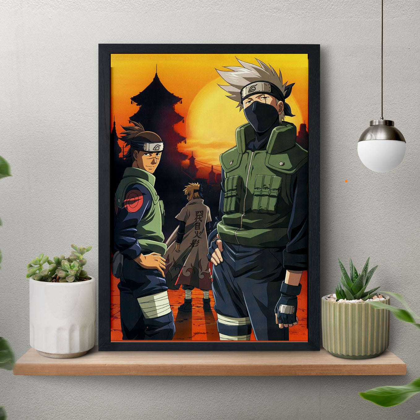 Naruto 4 Hokage, Kakashi, Iruka Poster framed 13x19-Inch - SoulAbiti