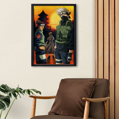 Naruto 4 Hokage, Kakashi, Iruka Poster framed 13x19-Inch - SoulAbiti