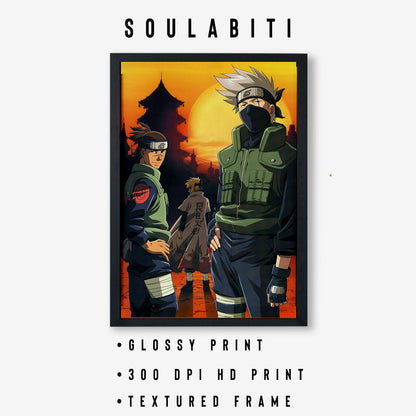 Naruto 4 Hokage, Kakashi, Iruka Poster framed 13x19-Inch - SoulAbiti